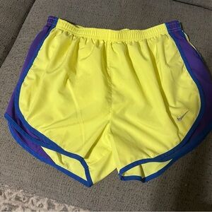 Nike Women’s Yellow Athletic Shorts with Blue & Purple Trim